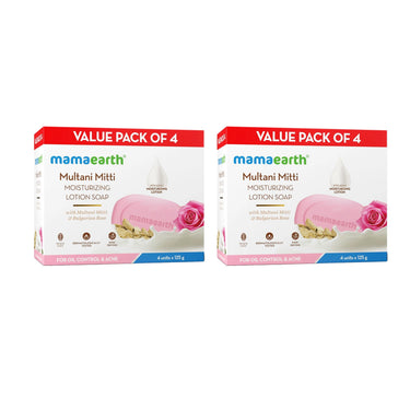 Mamaearth Multani Mitti Moisturizing Lotion Soap with Multani Mitti & Rose for Oil Control & Acne 125g x 8 (Pack of 8) | Benefits of Lotion in a Soap |Deeply Cleanses & Moisturizes |Grade 1 Acne Soap